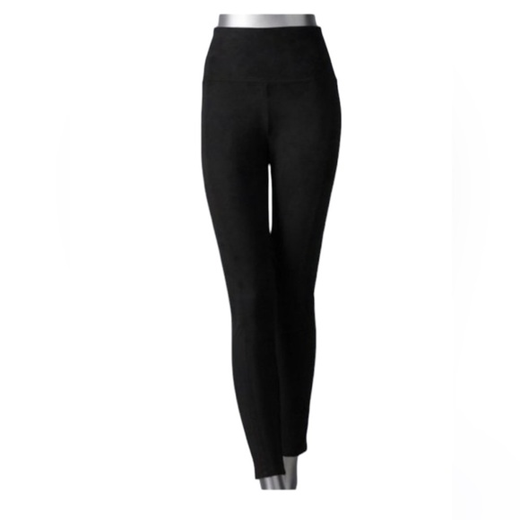 Simply Vera Wang Black High Rise Pull On Faux Suede Shaping Leggings Sz M New - Picture 1 of 11